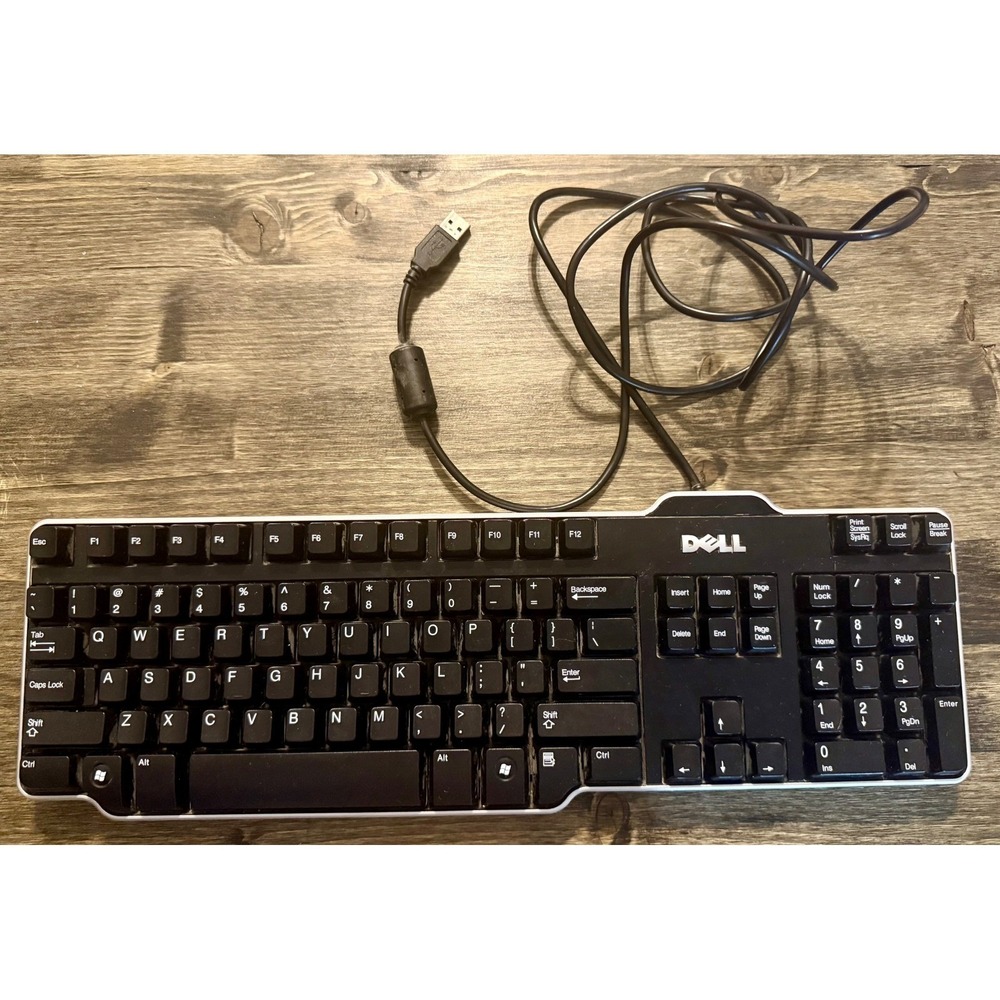 Dell Keyboard L100 Wired USB Full Size Black Silver Office PC